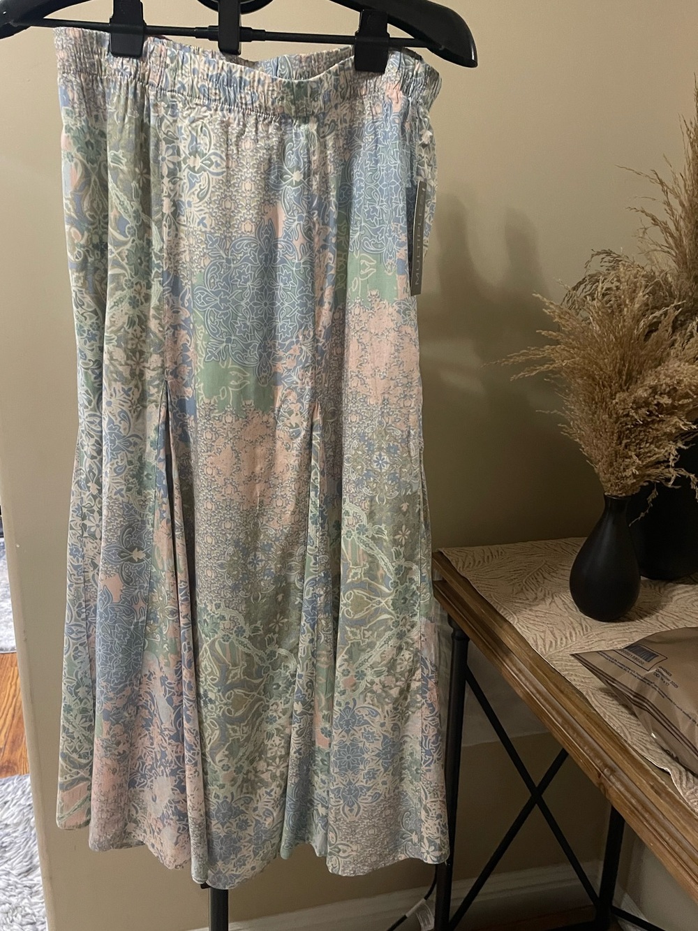 Multiples Pastel Floral & Paisley Maxi Skirt in Blue, Pink & Mint